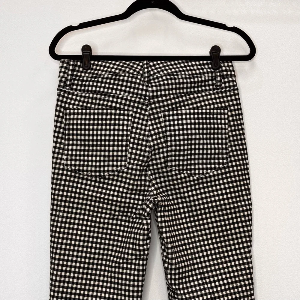 Talbots Stretch Corduroy Straight Leg Pants Buffalo Plaid Preppy Black White 6P